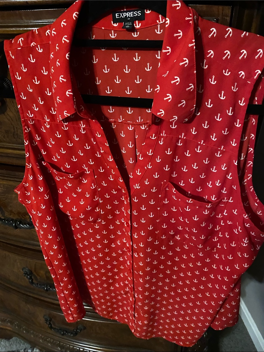 Express portofino red nautical sleeveless blouse